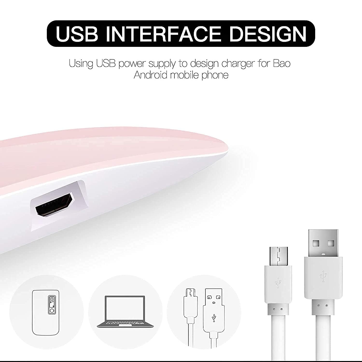 DARKFISH 6W LED UV Nail Lamp USB Nail Dryer with Handy Mini Size Mouse Shape for all Gel Polish Shape for Gel Based Polishes Manicure/Pedicure 2 Timing Setting 45s/60s 2