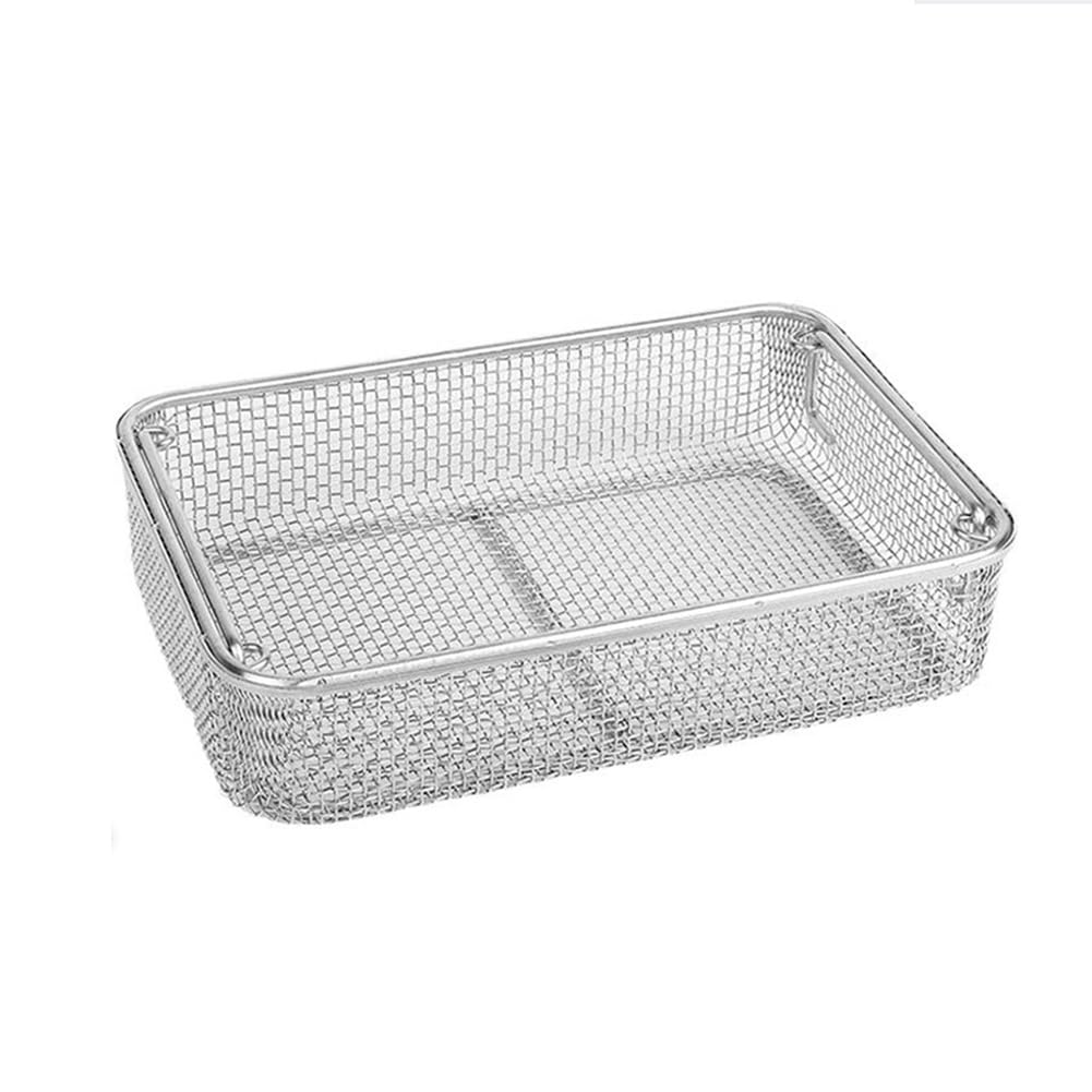 Instrumentententablett aus Edelstahl – 304 medizinischer Sterilisationskorb, perforiertes 4-mm-Mesh für Krankenhaus und Labor, 40 cm x 20 cm x 7 cm
