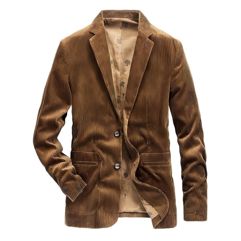 Men's Vintage Casual Work Wear Corduroy Suit Blazer Jacket Sport Coat with Elbow Patch Slim Fit