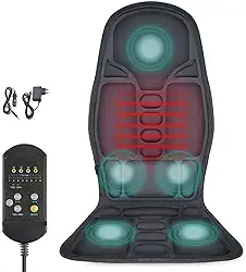 Assento Massageador Térmico com Controle,Esteira Massageadora 8 Motores,8 Modos de Massagem,3 Intensidades,Alívio de Dores nas Costas e Relaxamento Profundo para Cadeira de Escritório,Sofá e Carro