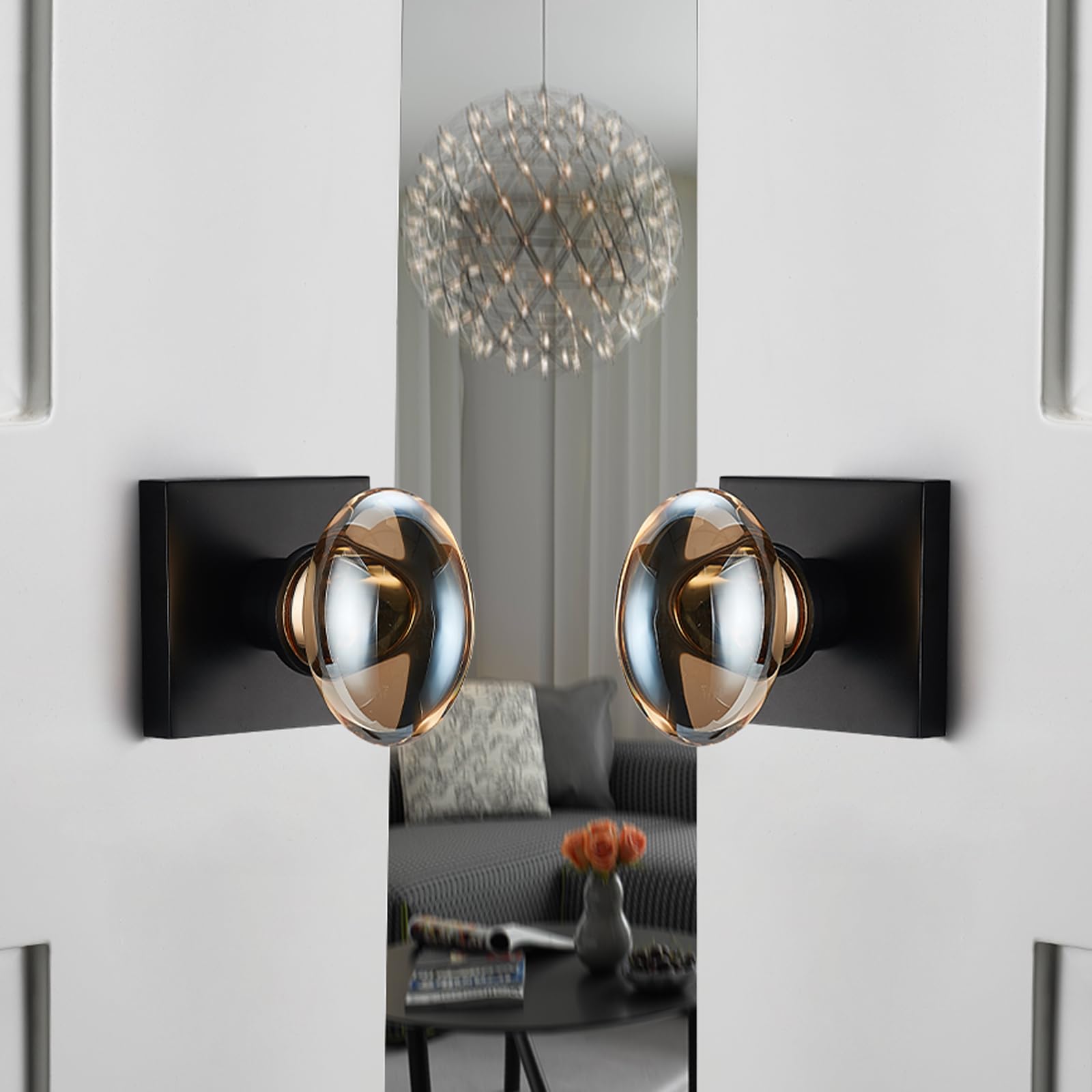 Champagne Gold Glass Door Knobs - Dummy Handles -2