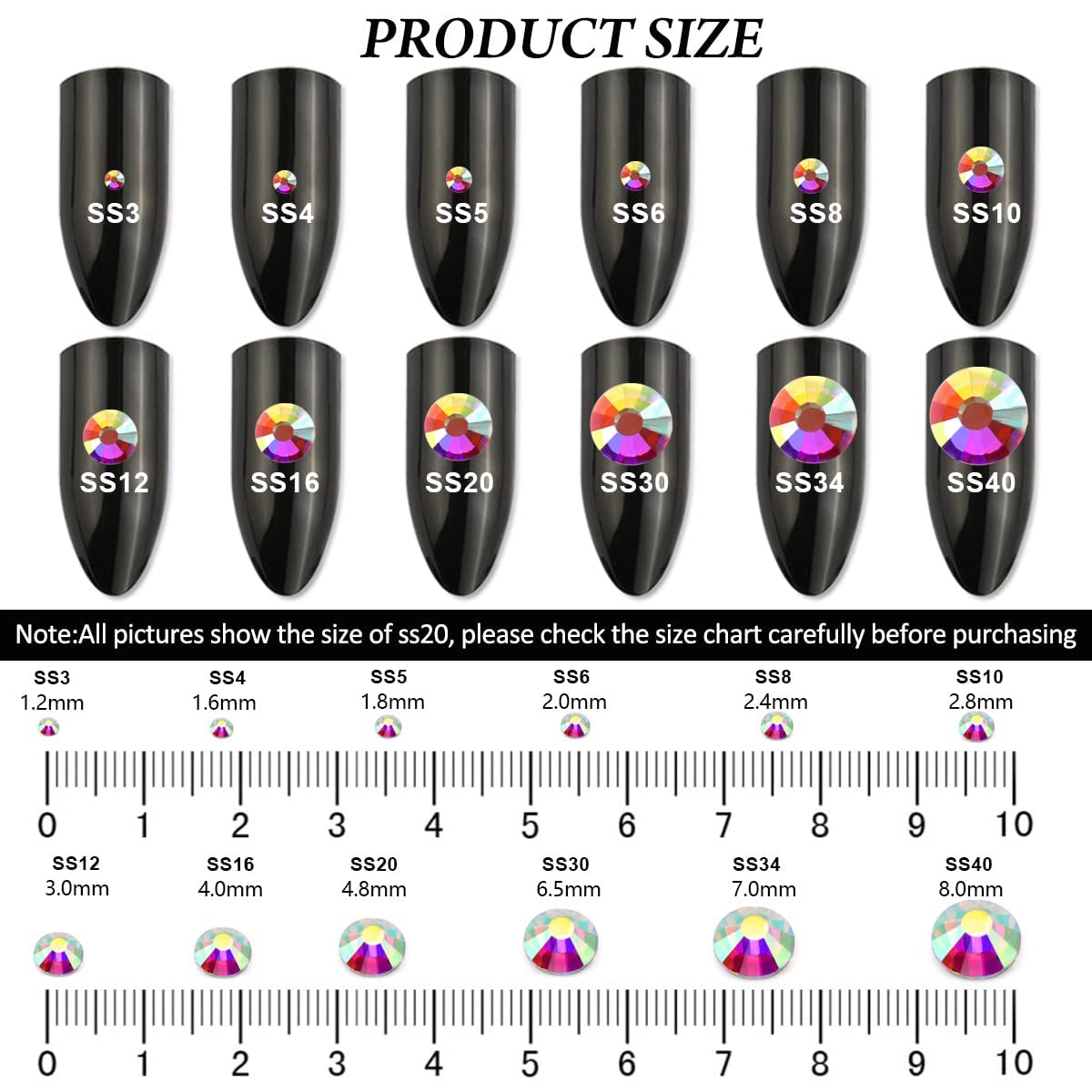 576 Hotfix Rhinestones, Flatback Glass Round Crystals Gems for Crafts Clothes Shoes Bag DIY Decoration,Crystal AB,SS30,6.2MM-6.4MM - Image 3