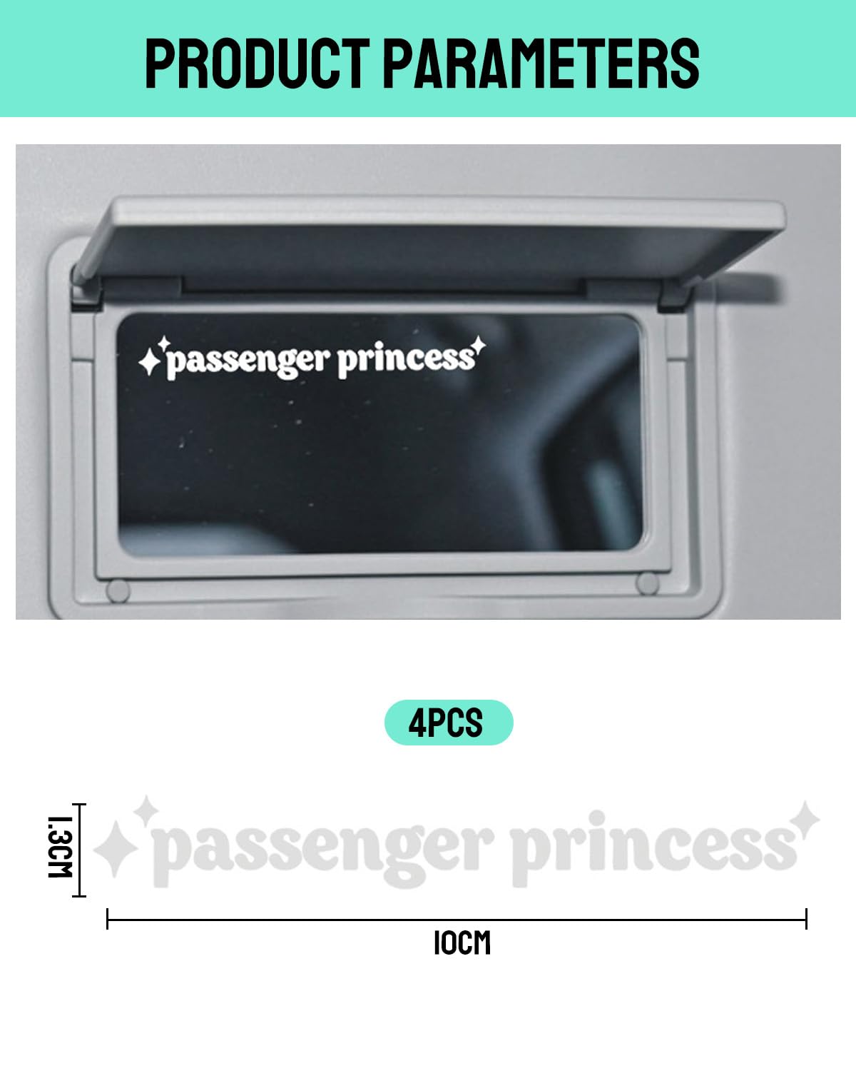 FUGLUS 4 Stück "passenger Princess" Drive Safe Spiegel