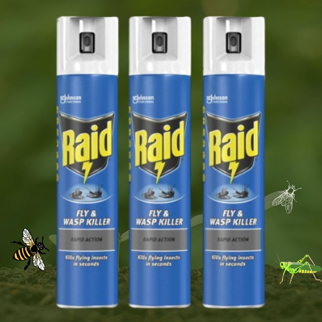AMZ PRIME® Raid Rapid Action Fly & Wasp Killer, Fly Killer Spray For Indoor Use, Pack of 3 (3 x 300ml)