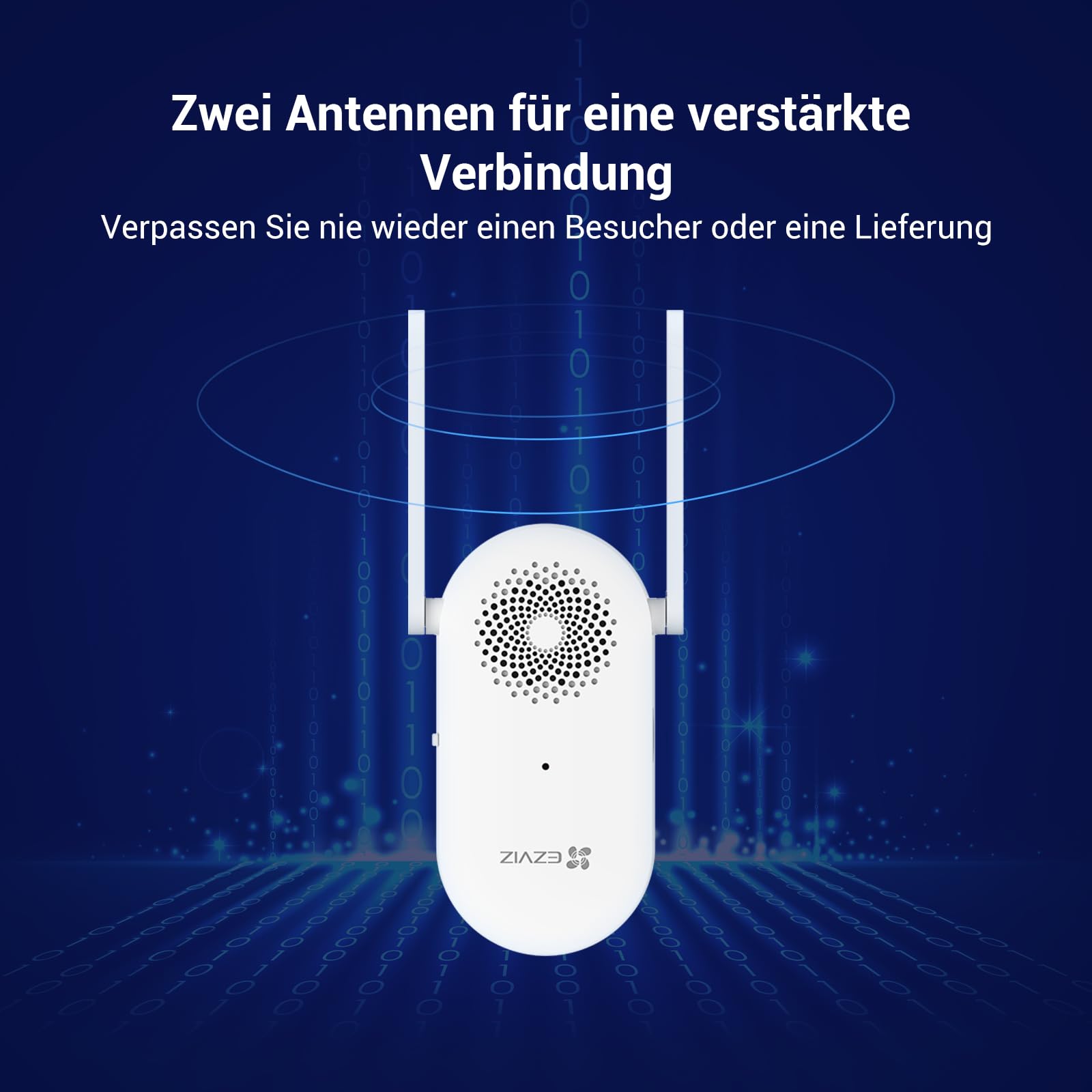 EZVIZ CP3 Pro Akku Video-Türklingel mit Chime CH1, Kabellose Klingel mit Kamera, Personenerkennung, 2K & Farb-Nachtsicht, Zwei-Wege-Audio, 8GB eMMC-Speicher, Video Doorbell mit Solarpanel + Chime Kit