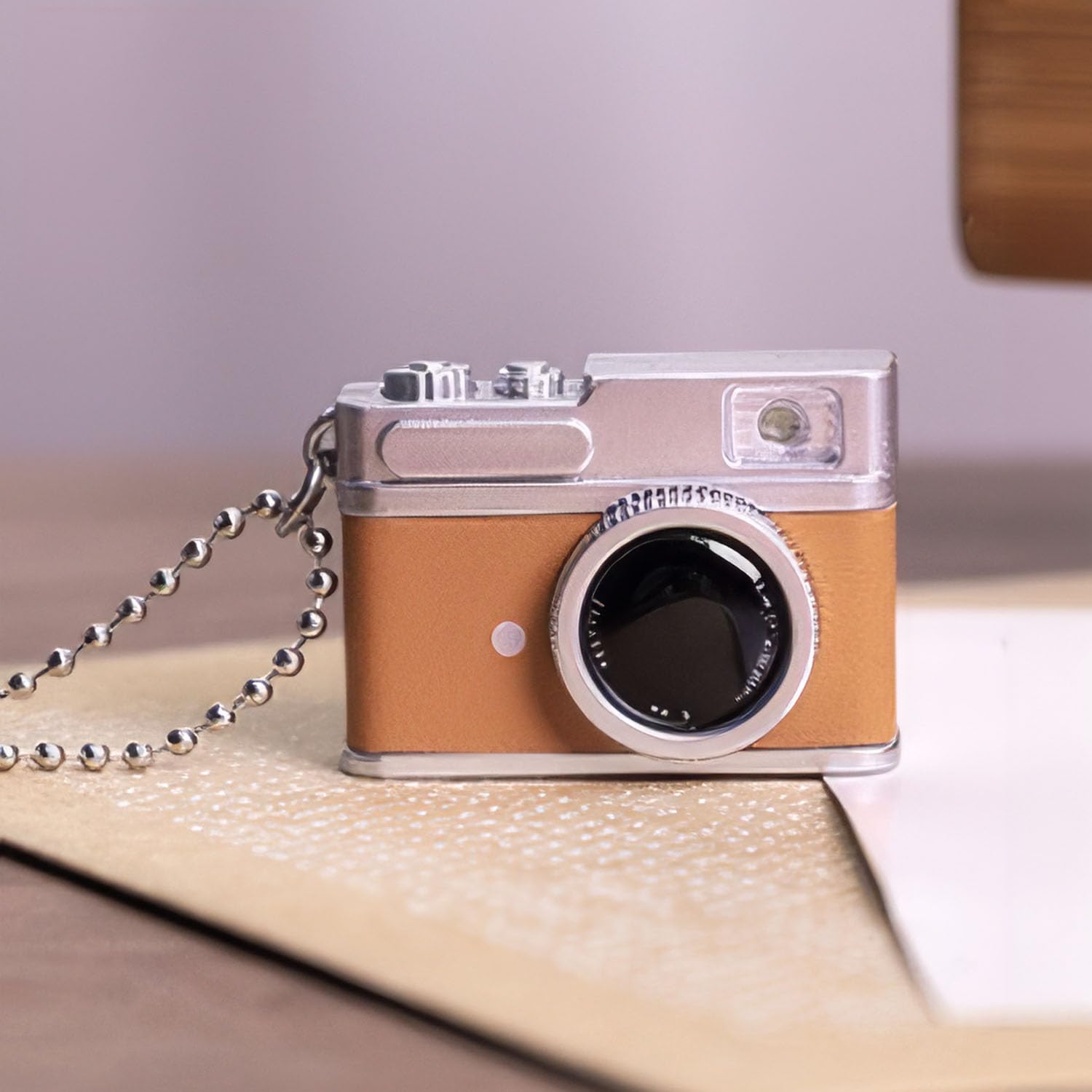 Miniature Mini Retro Vintage Camera Keychain Also Lights Up with Sound.Mini Camera.Retro Camera.Camera Model.Miniature Camera.Christmas Gifts. (Brown)