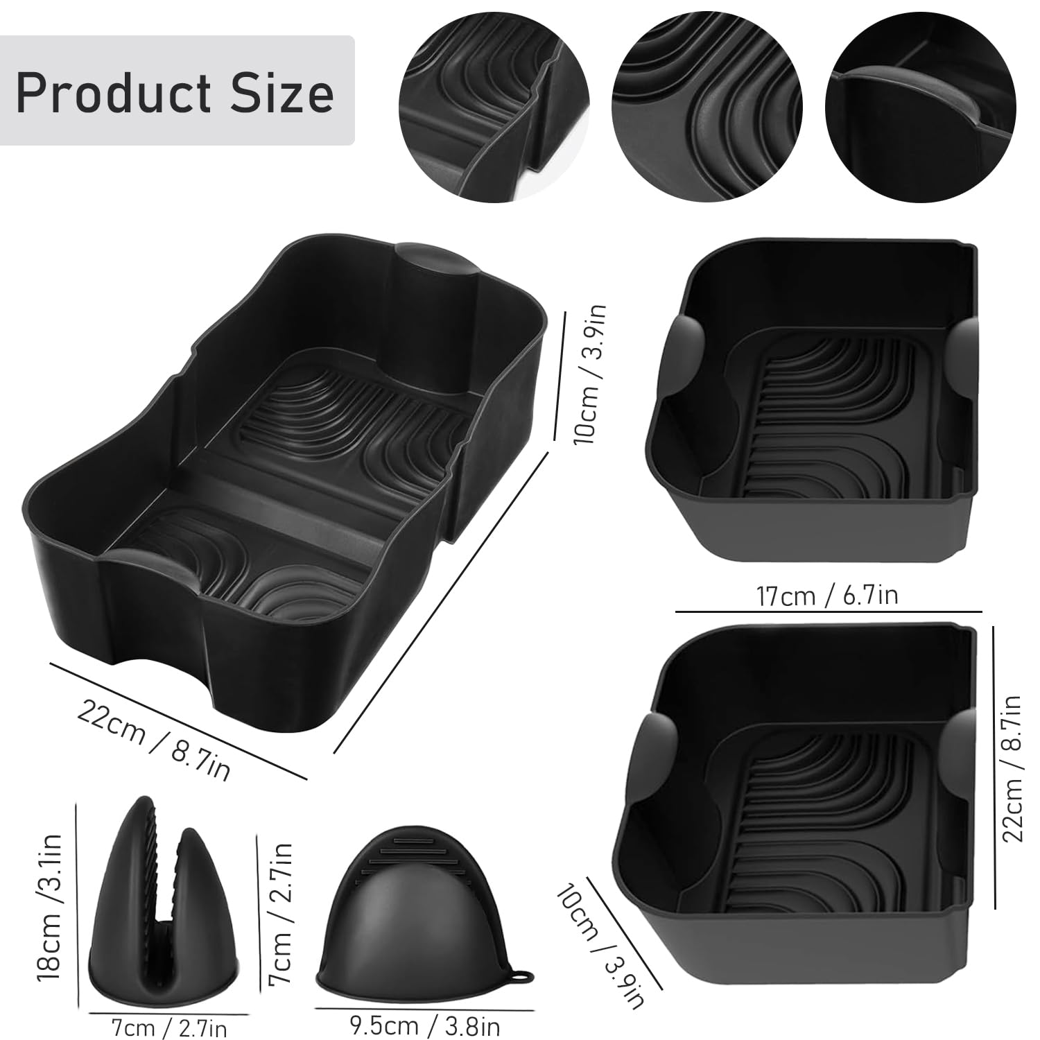 Akcesoria do Frytkownicy powietrznej Ninja Foodi FlexDrawer AF500EU 10,4L | Silikonowa forma do frytkownicy wielokrotnego użytku i składana, silikonowe szczypce ręczne do Air fryer Ninja AF500EU