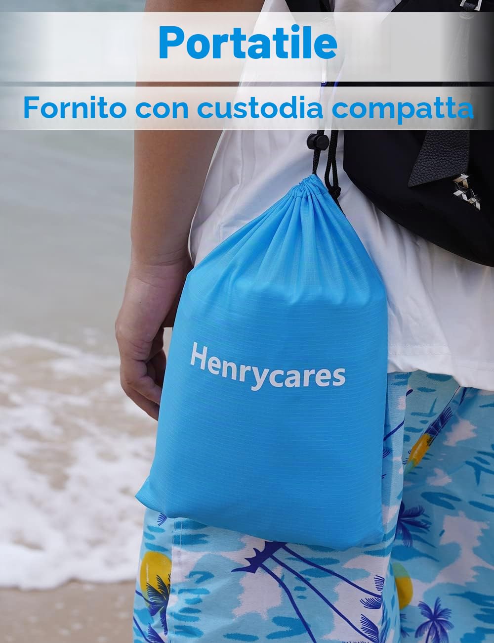 Coperta da Spiaggia Impermeabile 250 x 200 cm Antisabbia Telo Spiaggia Grande per 5-8 Persone Blu