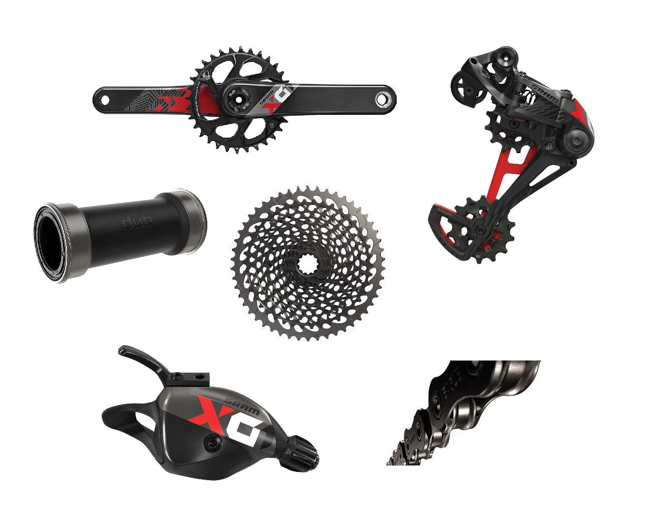 SRAM X01 Eagle Dub 170 Boost PRESSFIT BB 170mm Boost RED 32T 10-50T