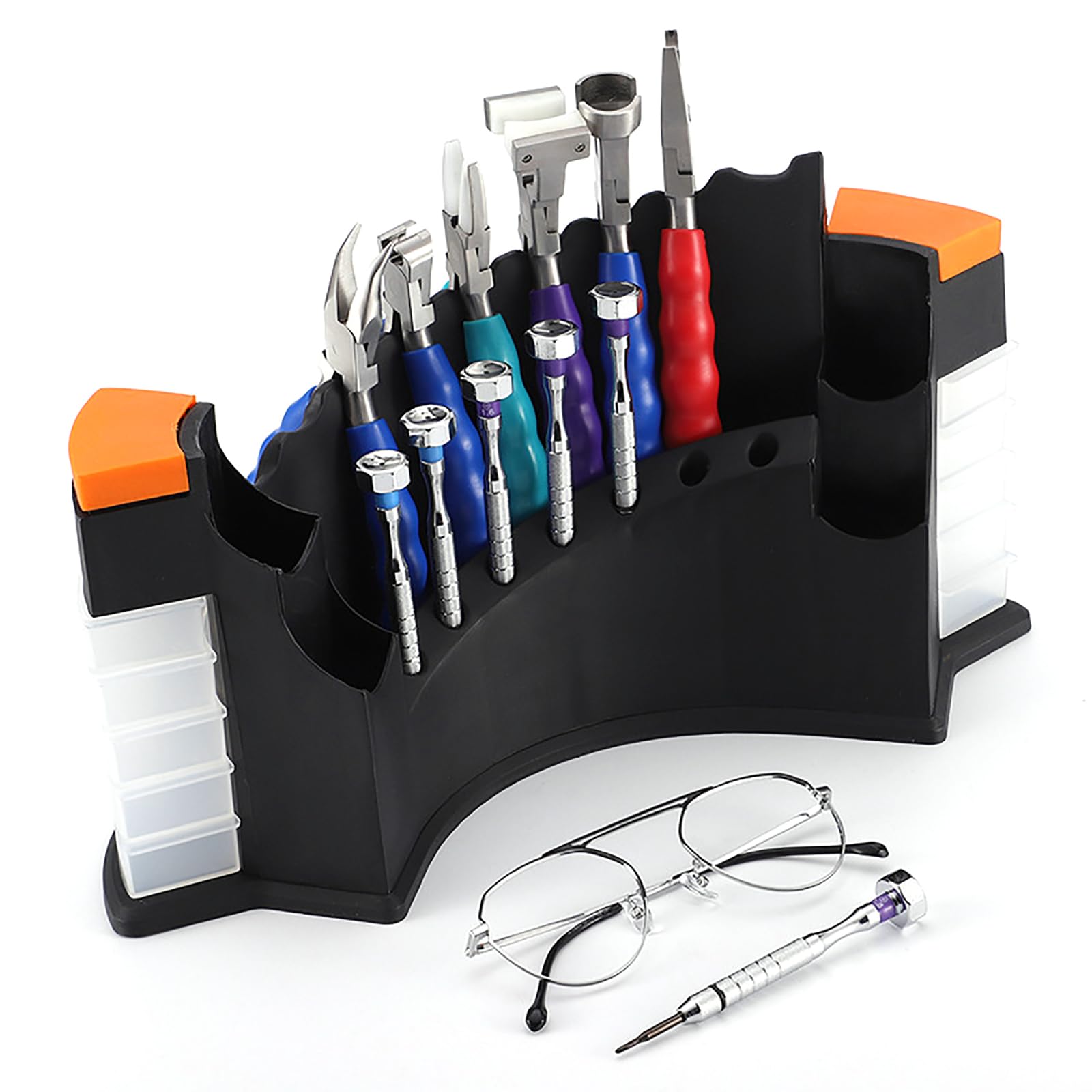 Brillen-Reparatur-Schraubendreher-Set, Optisches Brillen-Reparatur-Werkzeug-Set (15-teilig) Mit Organisationsgestell Und Rutschfestem Gummigriff, Edelstahl-Material Und Lange Lebensdauer
