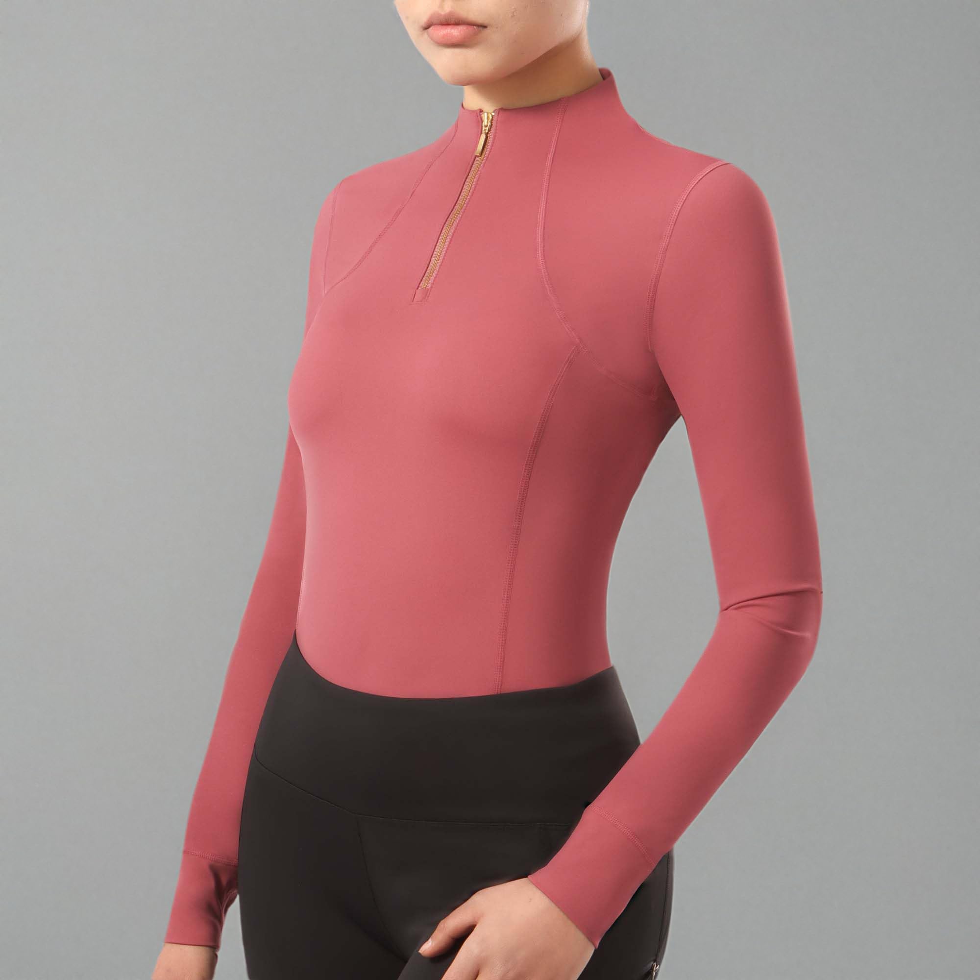 Harrison Howard Maglia da equitazione da donna, a maniche lunghe, con cerniera a 1/4