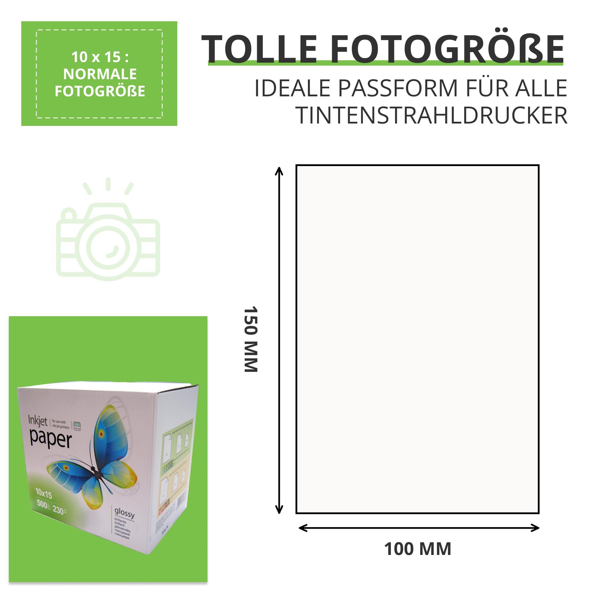 Fotopapier PrintPro von COLORWAY hoch glänzend 230g/m² 500 Blatt 10x15 Sofort Trocken Wasserfest für alle Tintenstrahldrucker