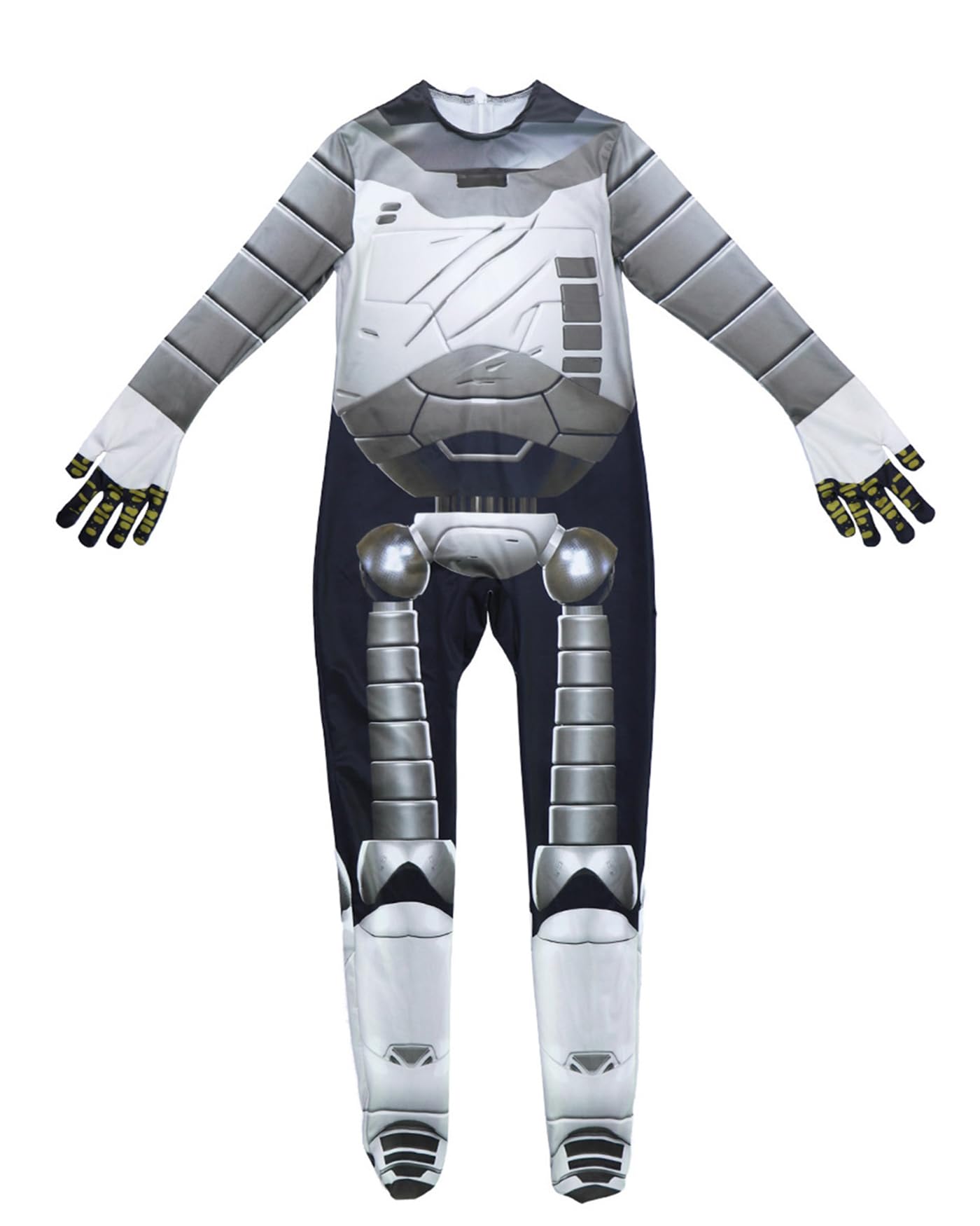 Koongso Robot Costume for Adults, Men White Robot Roz Movie Character Jumpsuit with Mask, 3D Print Skinny Bodysuit World Book Day Dress Up Halloween Outfits