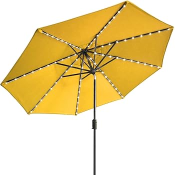 Amazon Com California Umbrella Ata908117 5457 9 Round Aluminum Market Crank Lift Auto Tilt Bronze Pole Sunbrella Sunflower Yellow Patio Umbrella Garden Outdoor