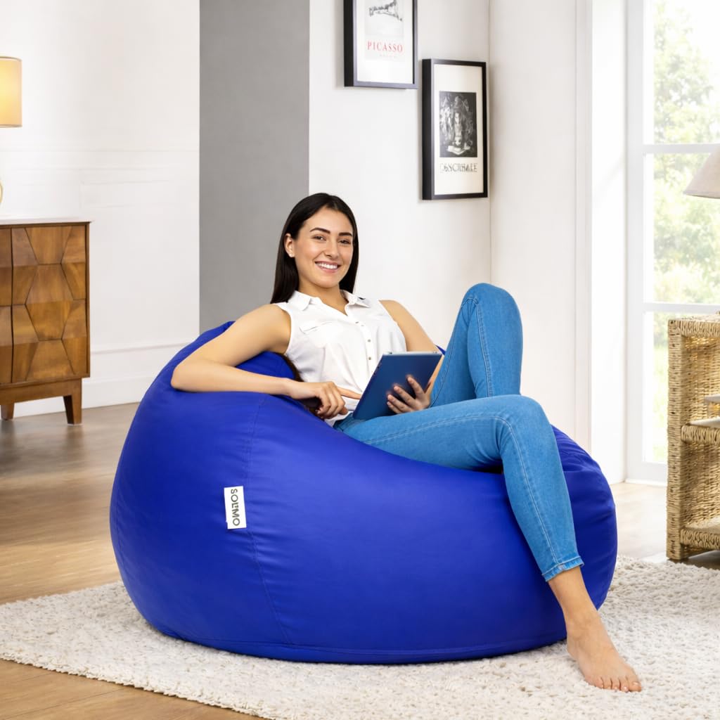 Amazon Brand - Solimo 5XL Bean Bag Cover Without Beans, Faux Leather Classic Bean Bags Cover with Handle & Zipper, Bean