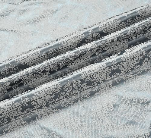 Image of Yarnis Damas Printed Room Darkening Polyester Curtains 5 Feet Long Set of 2 for Door & Windows Living Room, Grey, Parda