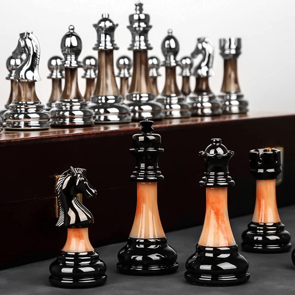 Amazon.co.jp: チェスゲームセット、木製金属将棋セット、実木