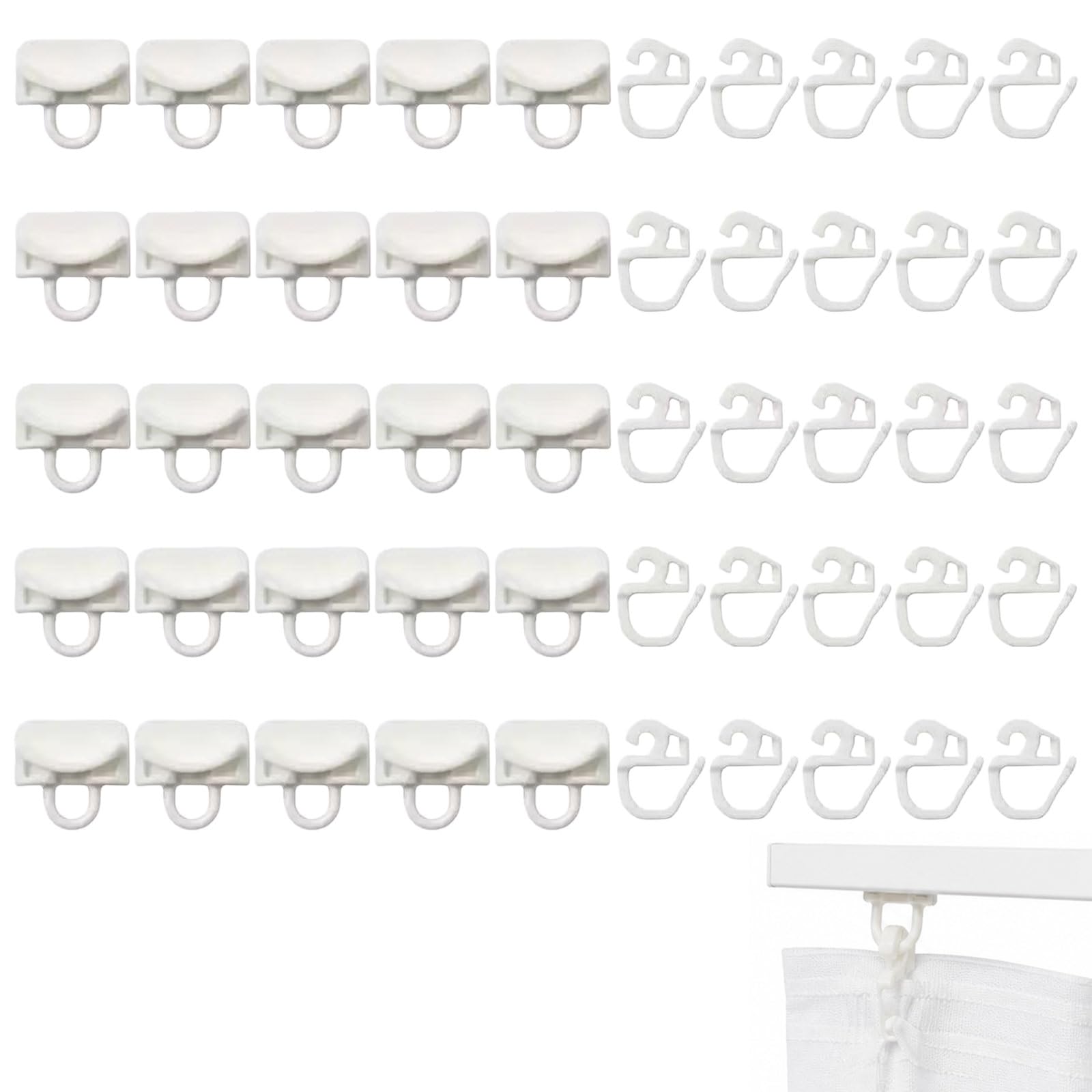 24 Pack White Acetal Curtain Glider Hooks, Compatible with IKEA VIDGA