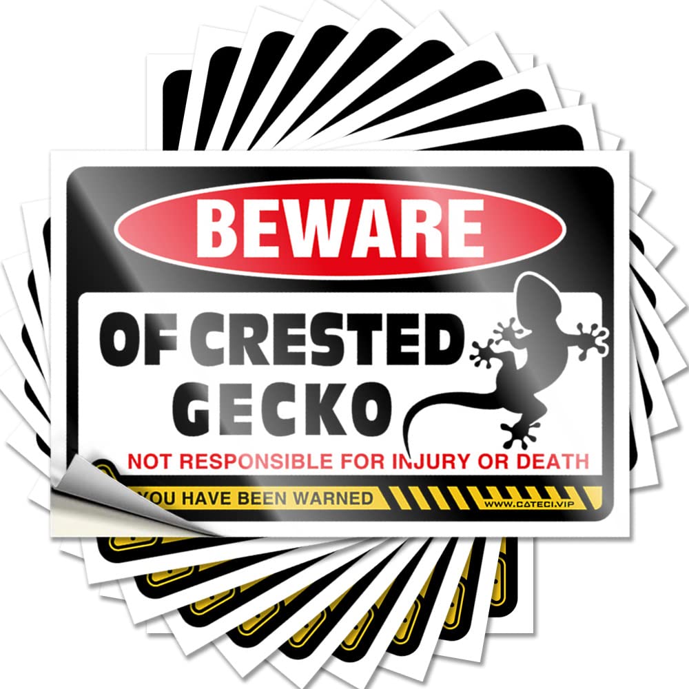 Funny Sticker Sweet Scratch Resistant Decals, Spicy Matte Print for Phone Case Bathroom | Accessories Uv Proof Pack Beware of Crested Gecko(6X9CM)