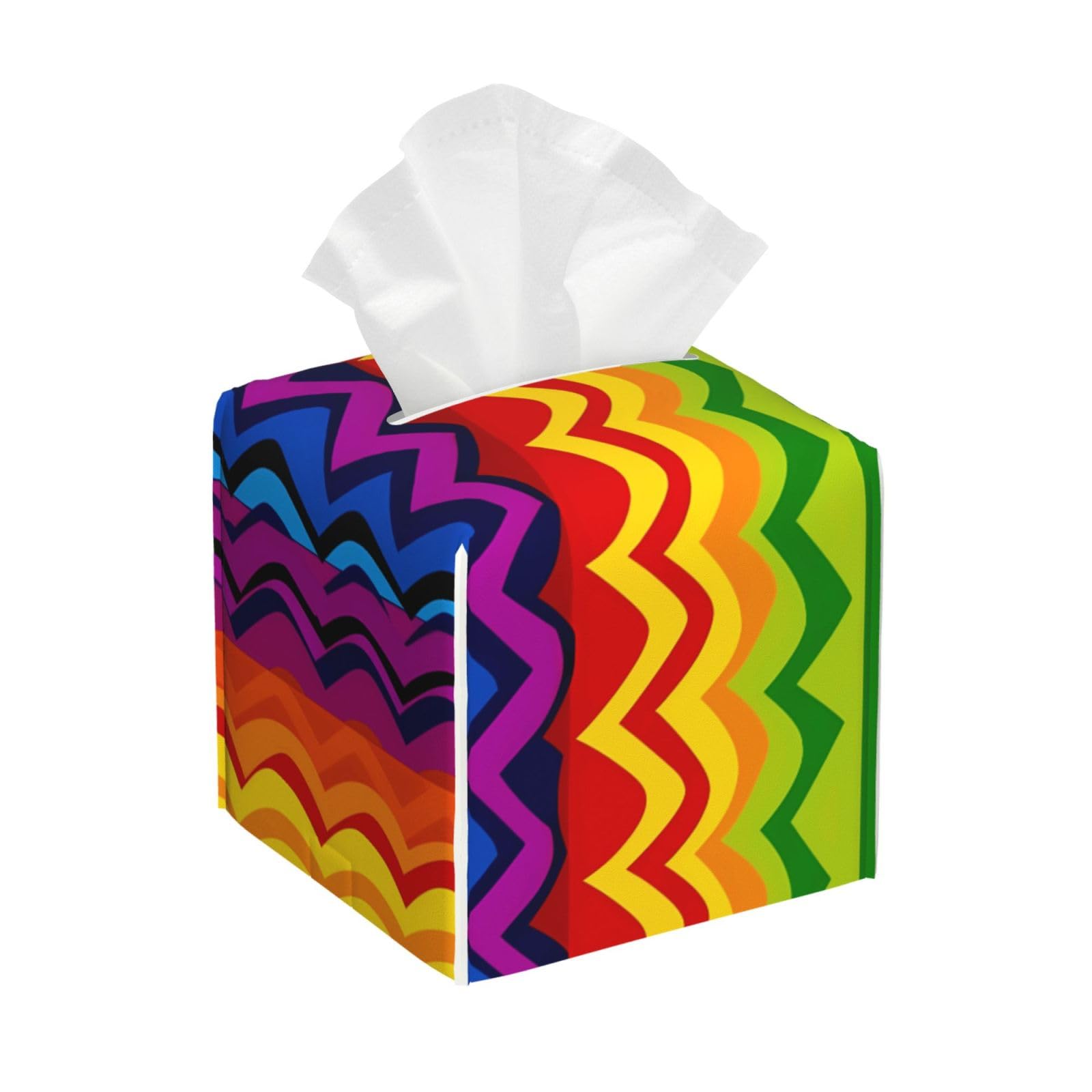 Gay Pride Rainbow Pattern Tissue Box Cover Square Cube Boxes