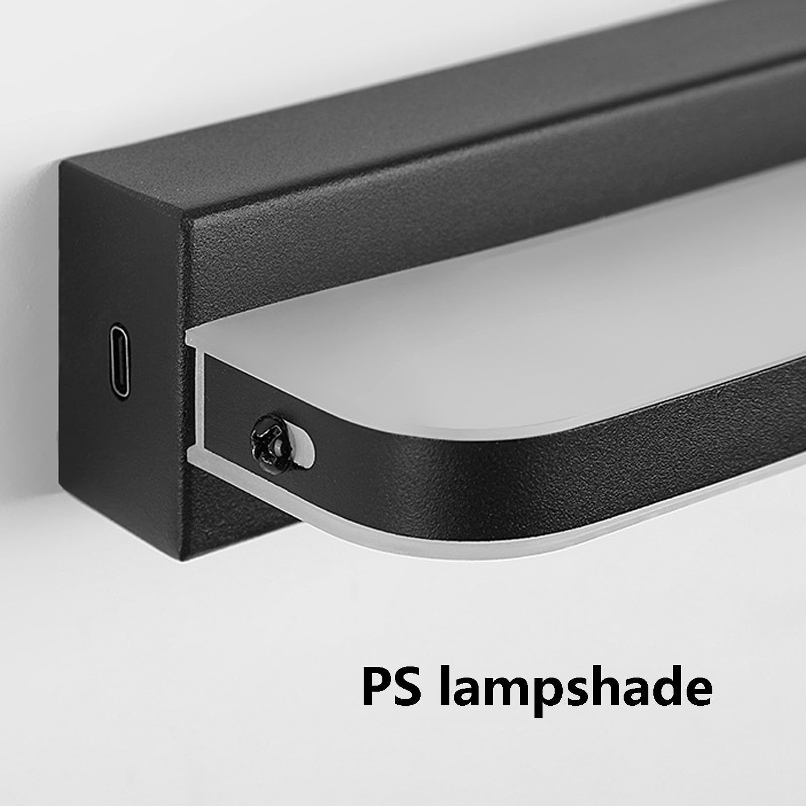 Spiegelleuchte LED Wandlampe Indoor mit Schalter Wandleuchte Aufladbar USB Wandbeleuchtung Batteriebetrieben Wandleuchten Moderne Wasserdichte für Schlafzimmer (Schwarze-Neutrales Licht,42cm)