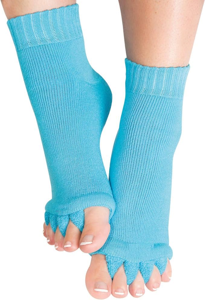 Pewsty Foot Alignment Socks Finger Toe Separator Easing Foot Pain, Improving Posture & Increasing Flexibility for Men & Women for office,Yoga | Foot Pain Relief (Sky Blue) (B0CS3MJLSG) Amazon Price History, Amazon Price Tracker