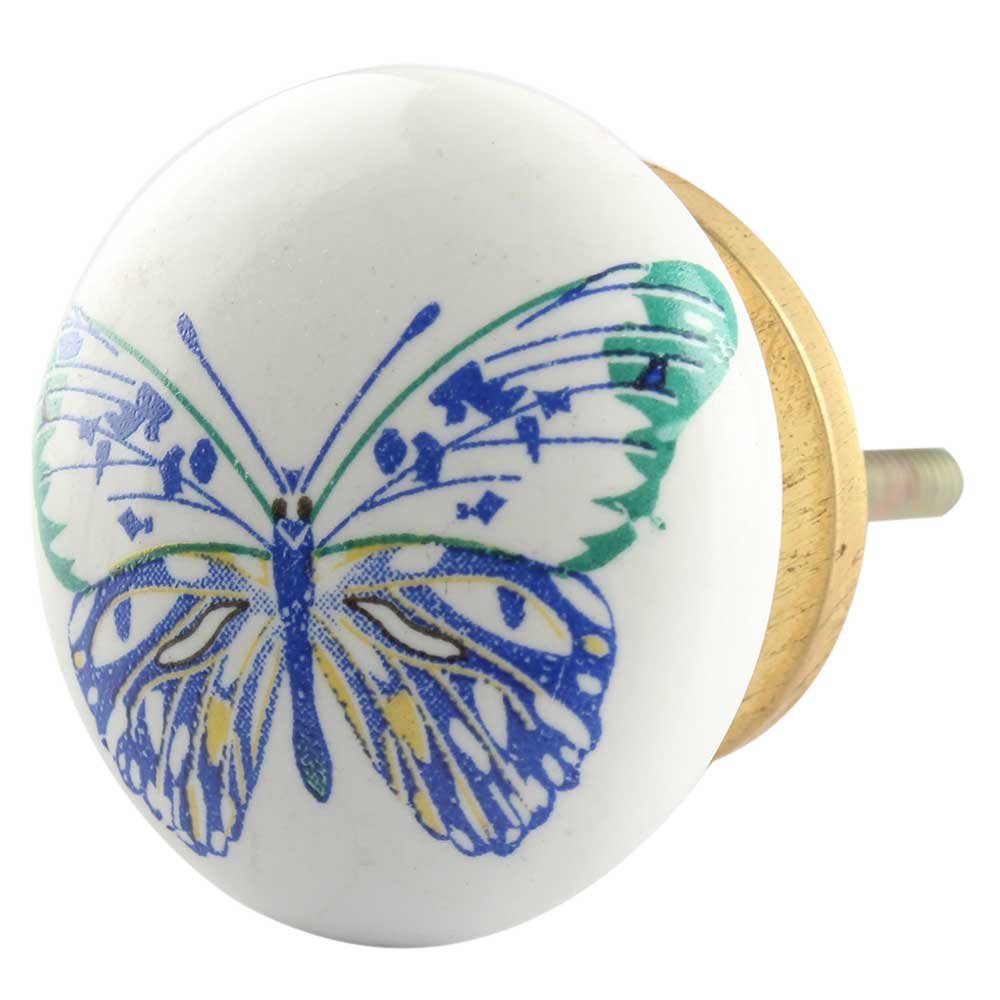 IndianShelf 2 Pack Blue Butterfly Flat Ceramic Drawer Knobs for Kitchen Cabinet Hardware Door Decorative Dresser Pulls Luxurious Craftsmanship (B07FLBV27Z) Amazon Price History, Amazon Price Tracker