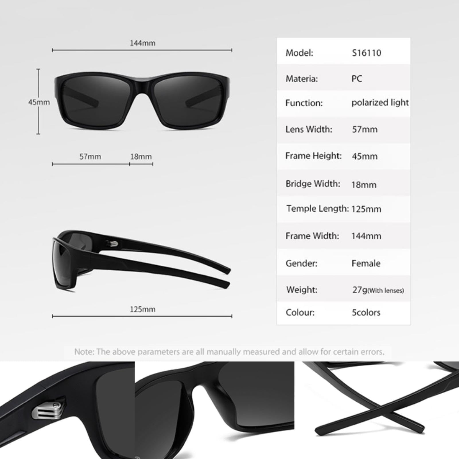 Occhiali da sole da uomo UV400 polarizzati da donna con montatura per occhiali da vista