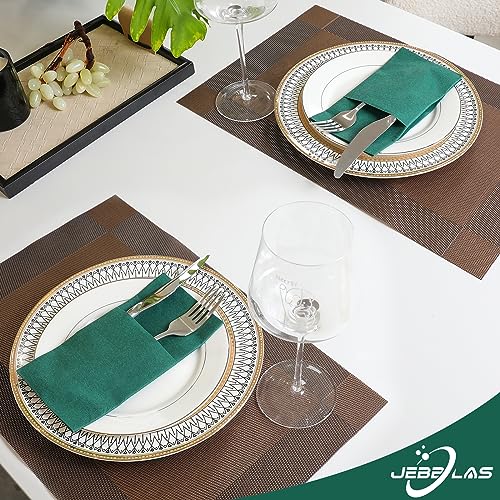 Servilletas de cena con bolsillo integrado JEBBLAS de tacto lino desechables 7