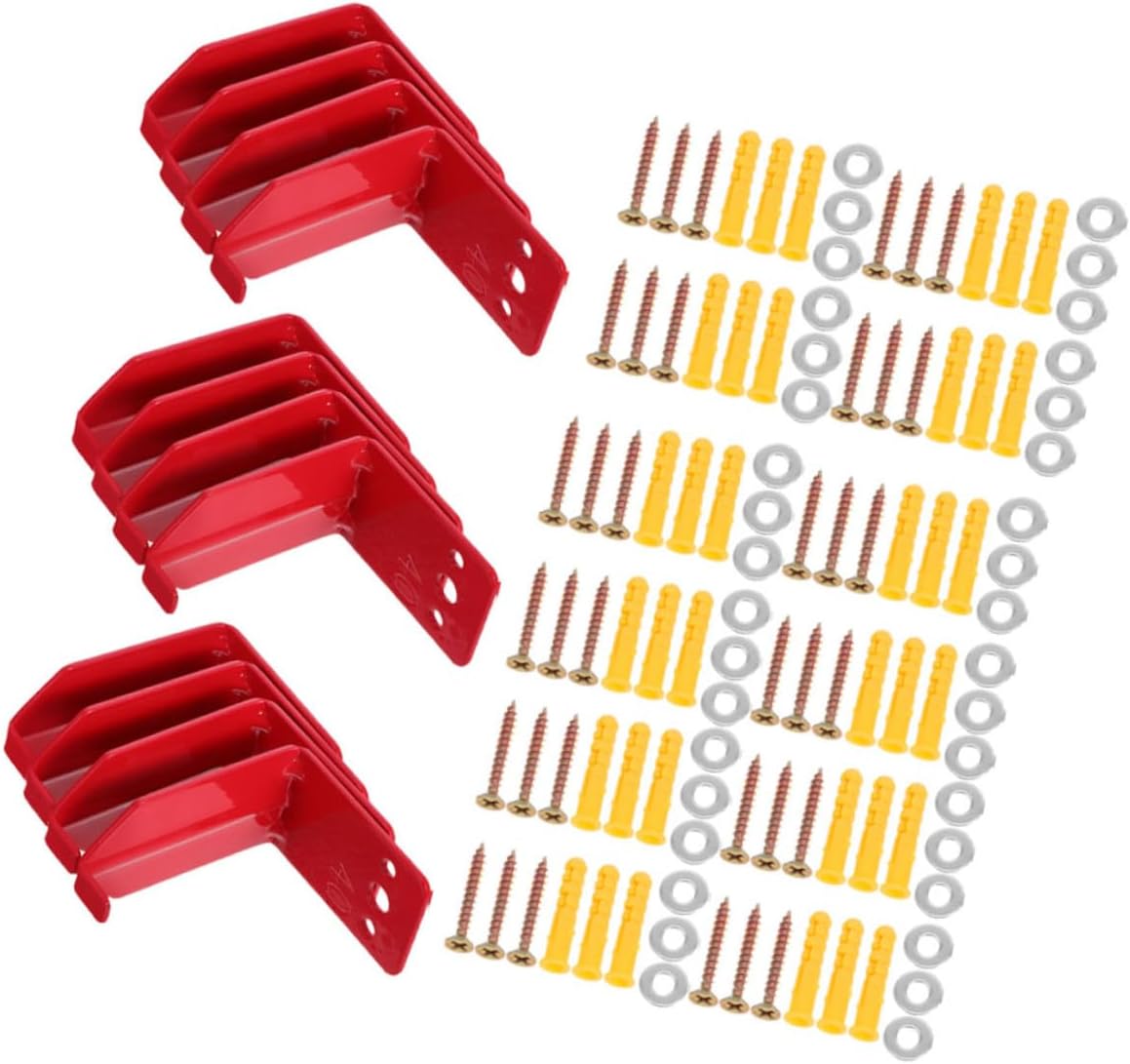 Zerodeko 12 Sets Heavy Duty Fire Extinguisher Wall Hook Brackets with Screws and Gaskets Secure Mounting for Dry Chemical and Water Extinguishers Up to Vibrant Red Visible Storage Holder