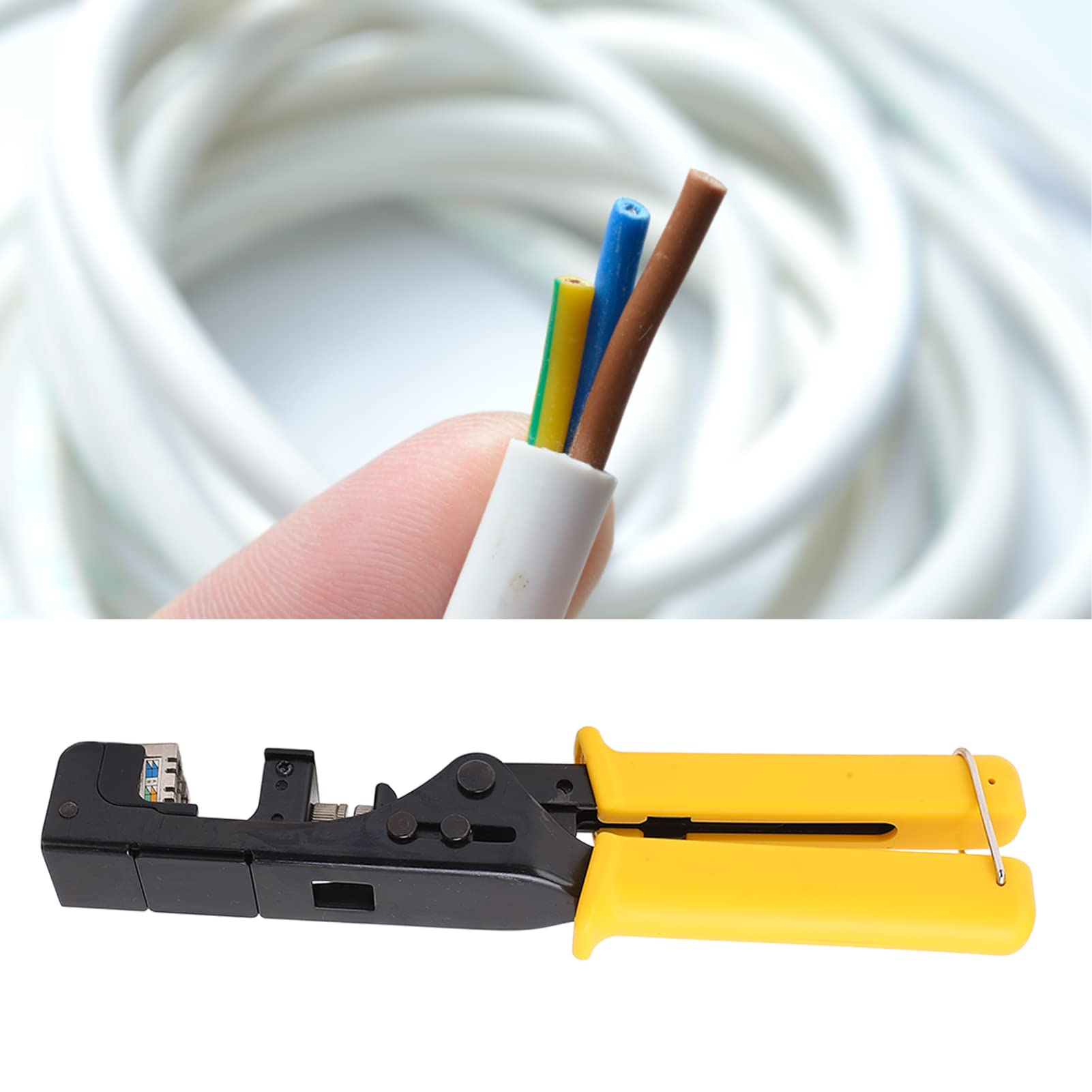 Crimpatrice a cricchetto Crimpatrice terminale Pinza a crimpare Tenuta regolabile Maniglia resistente al calore per Cat6 Ethernet Keystone Jack Connettori RJ45 Maniglia in acciaio