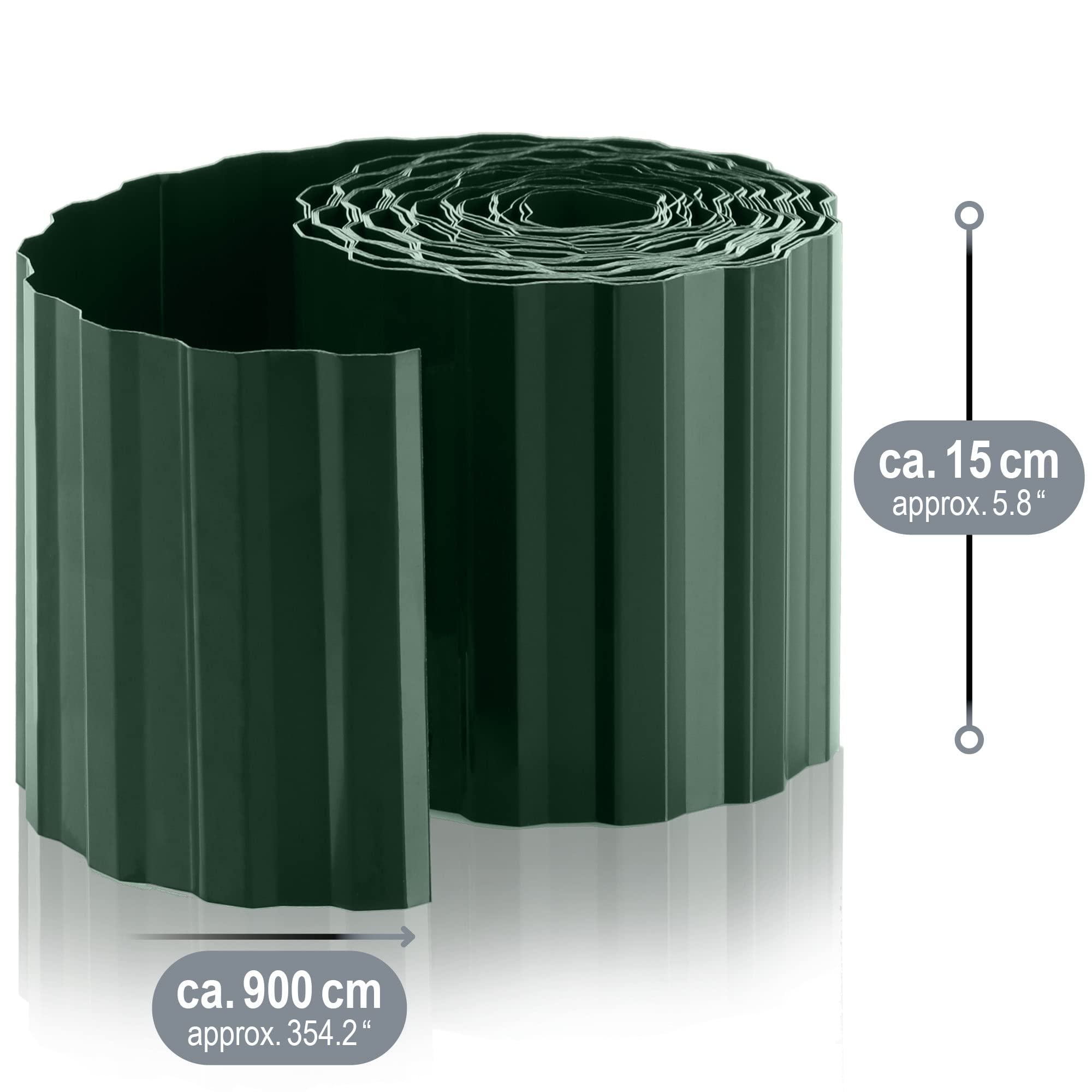 com-four® Plastikowe obrzeze trawnikowe - obrzeze rabatowe do trawników, rabat kwiatowych lub jako krawedz koszaca - dlugosc regulowana indywidualnie - 15 x 900 cm
