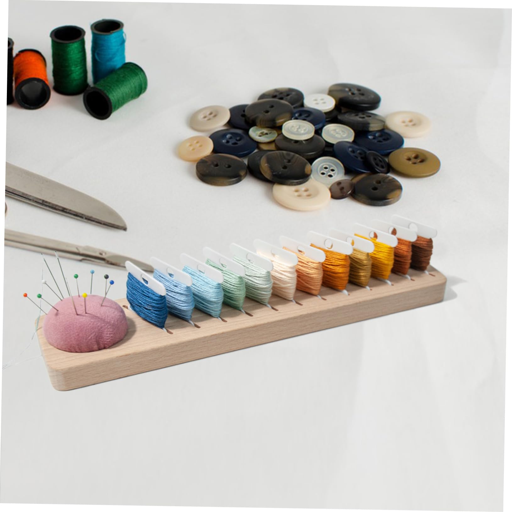 Homoyoyo Wood Thread Holder for Embroidery Slot Thread Organizer Cross Stitch Floss Storage Practical Vintage Style