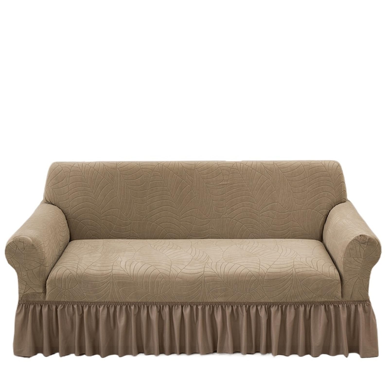 GCYEIDMA Skirt Sofa Cover Jacquard Sofa Slipcover with Skirt Stretch Cover for Living Room Couch Covers Easy Fitted Washable(Dark yellow,3-seater 190-230cm)