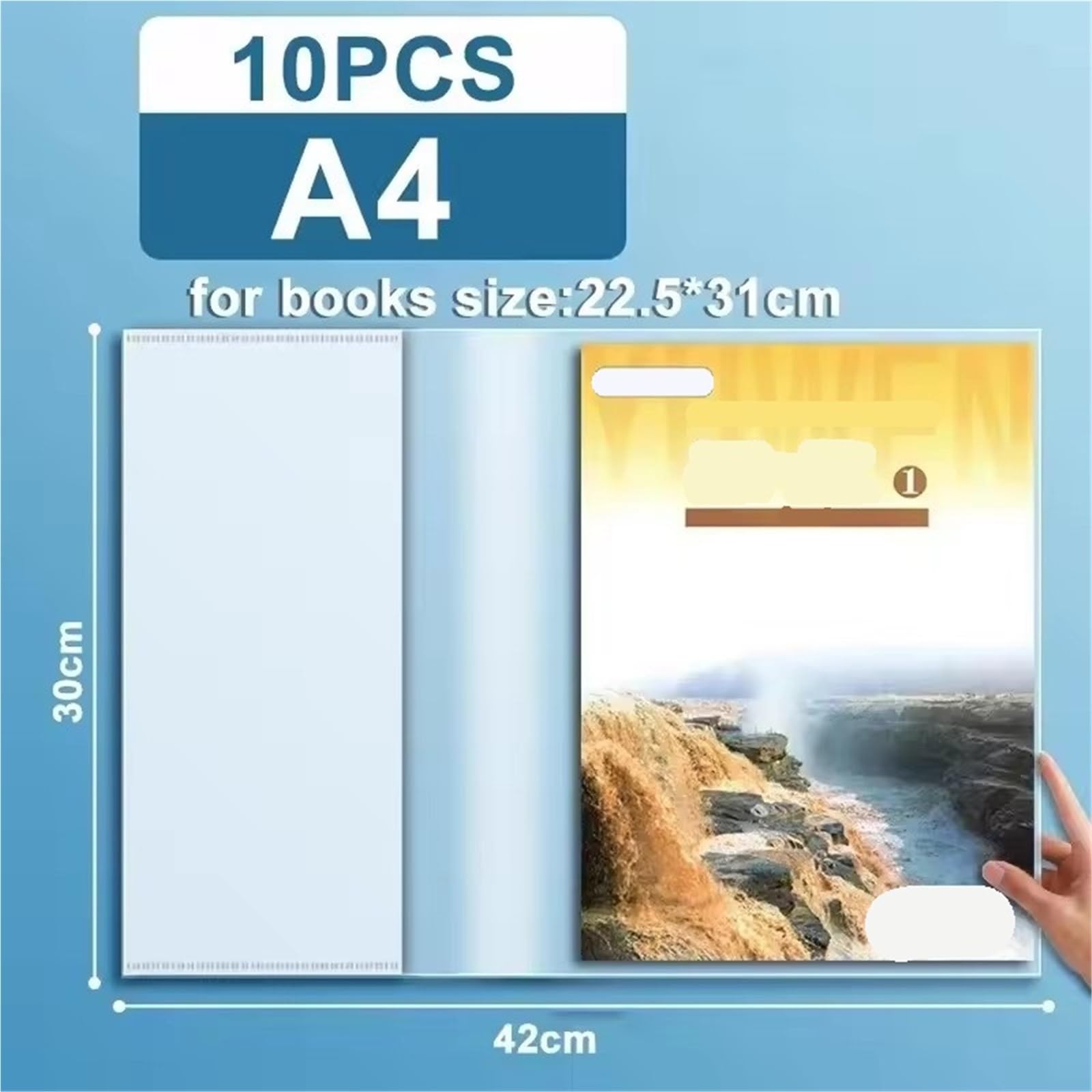 Transparente Buchhüllen for Lehrbücher im Format A4/16K/22K, Taschenbuchhüllenschutz, wasserdicht, PP, durchsichtig, selbstklebender Verschluss Für Bücher Hefte(30PCS,A4)