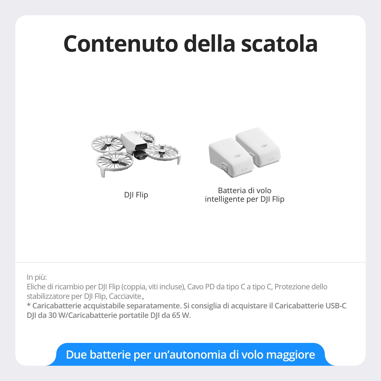 DJI Flip Combo Due batterie senza radiocomando con schermo, drone con fotocamera UHD 4K per adulti, decollo dal palmo della mano, ritorno automatico, volo intelligente, due batterie