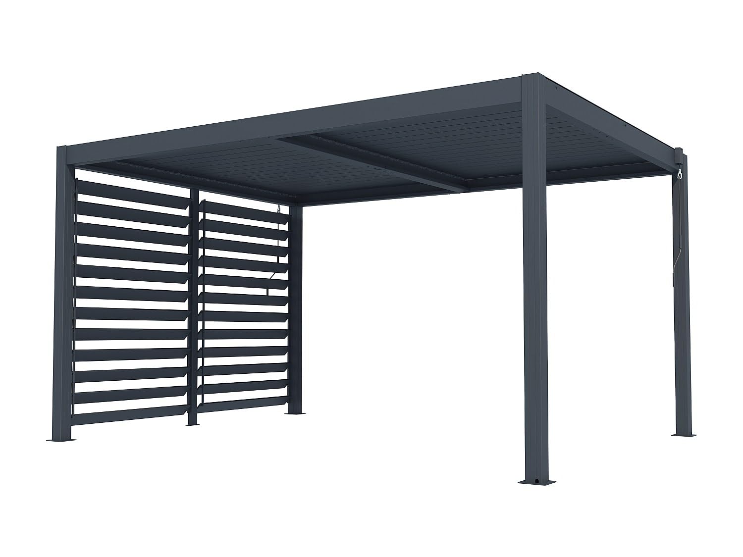 Vente-unique - Claustra Brise Soleil orientable en Aluminium pour pergola bioclimatique Anthracite - L2,78 x H2,2 m - BOLSENA