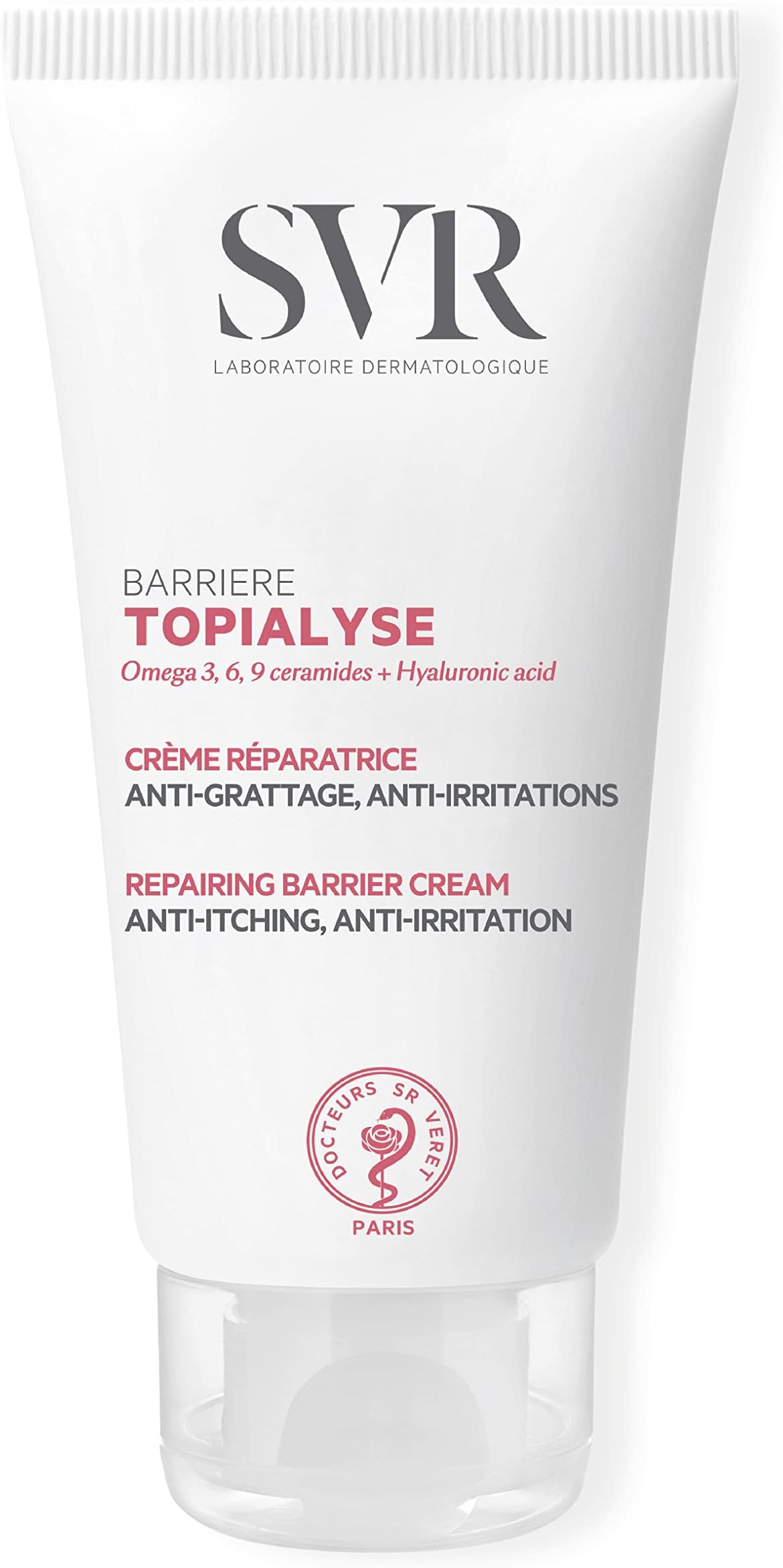SVR TOPIALYSE Protective Barrier Cream for Face & Body, Anti-Chafing Cream, Anti-Irritation Itch Relief Cream for Sensitive Skin, 50ml