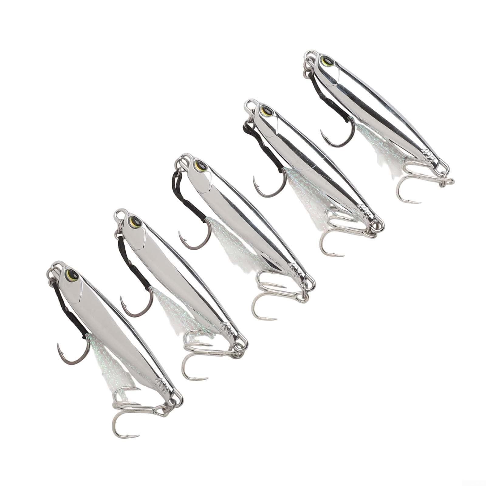 5pcs Metal Jig Fishing Lures Set 10-40g Crankbait Spoon Baits for Bass Trout Saltwater and Freshwater Trolling Silver Hard Bait Kit(40g)
