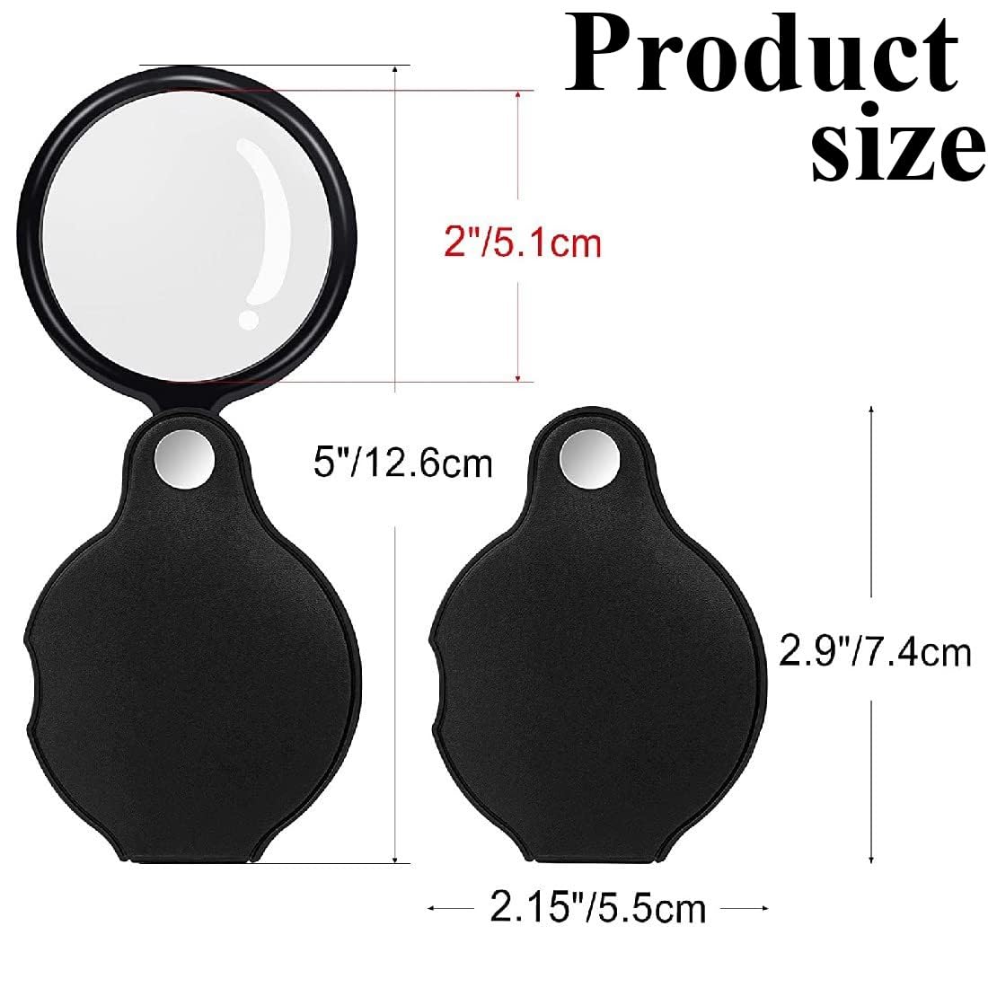 Mini lupa de bolsillo plegable, 2 unidades de lupa de mano plegable de lectura de vidrio óptico pequeño con funda protectora de piel, pequeña lupa de bolsillo para leer pasatiempos