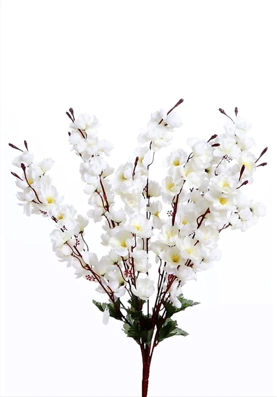 VK HORE Artificial Flowers for Home Decoration Cherry Blossom Flower Bunch for Office Decor, Without Pot 7Sticks (White , 1 Piece)