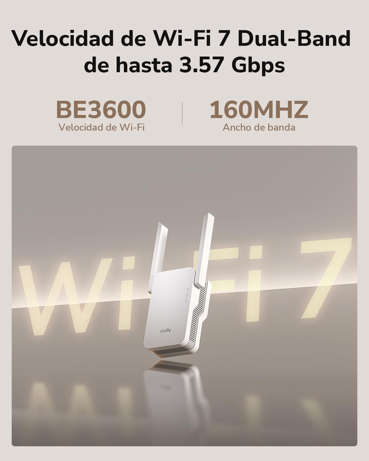 Cudy BE3600 - Amplificador de señal repetidor Wi-Fi 7 de doble banda con puerto Gigabit Ethernet, punto de acceso, configuración de aplicación, malla y soporte de aplicación, RE3600