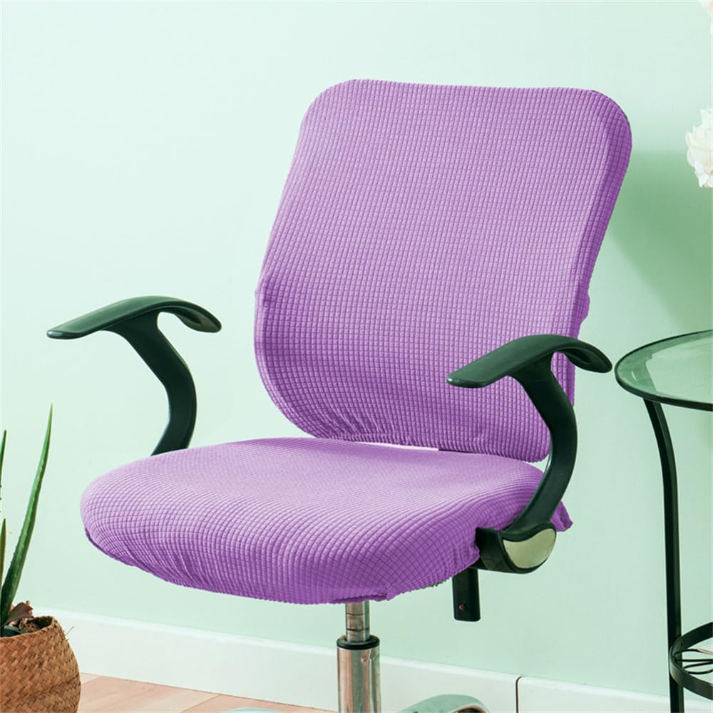 Morbuy Color Sólido Funda para Silla de Oficina, Fundas Protectoras para Asiento y Respaldo, Funda Elástica para Silla de Ordenador para Removible Funda de Silla para Silla Giratoria (Morado)