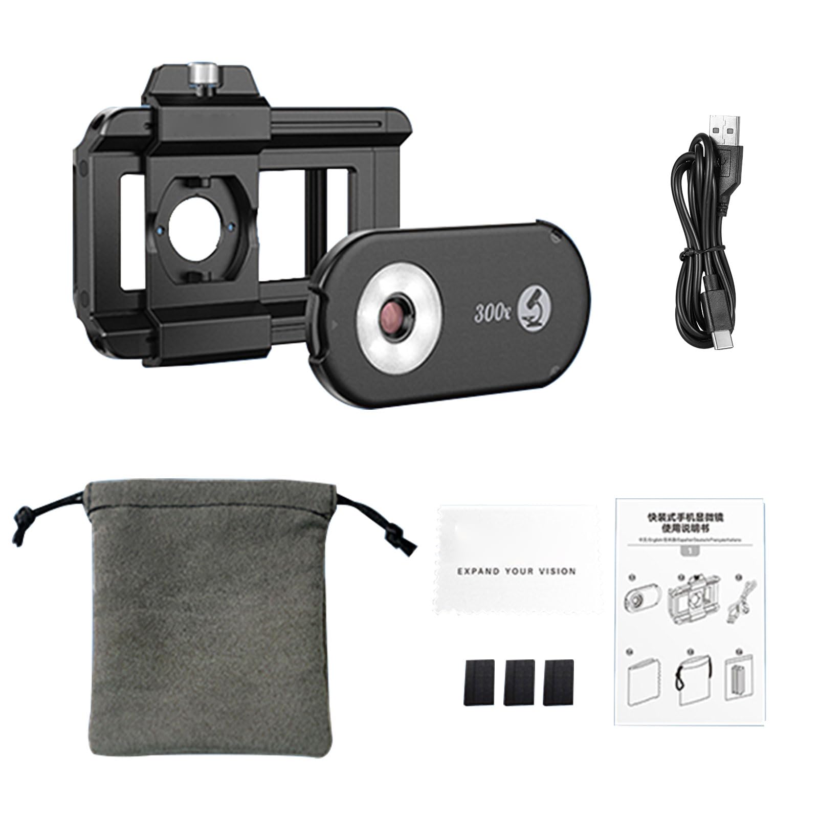 Domary 300X Phone Digital Microscope Compact and Rechargeable for Jewelry