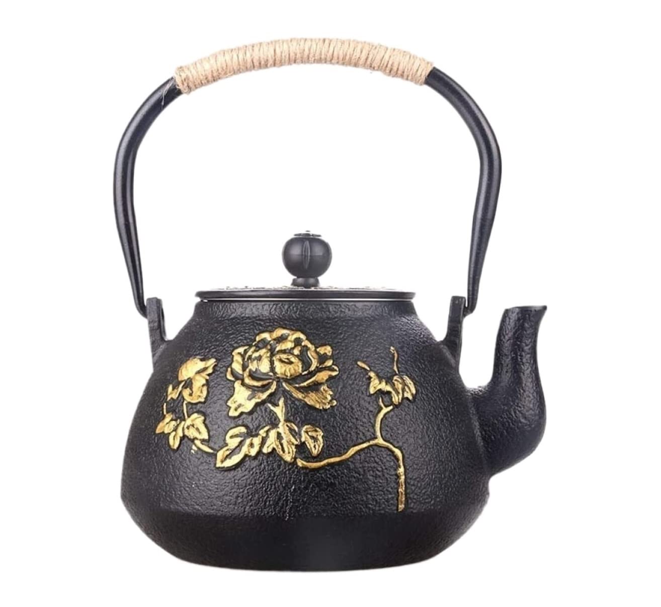 Tetera Tradicional,China Tetera De 40oz/1,2 litros con Infusor, Hierro Fundido, Artesanía Japonesa, Agua Hervida Sin Recubrimiento, Crudo Amante(A)
