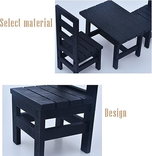 Miniatura 3 de Juego de muebles de madera en miniatura a escala 16, mesa y sillas de casa de muñecas, sillas cuadradas de madera, mesa y sillas para niñas,