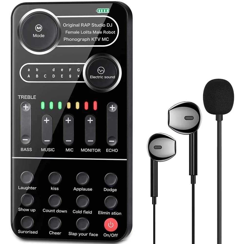 Tragbarer Sprachwechsler mit mehreren Audio-Effekten, kompatibel mit Live-Sound-Wechselkarte, Handy, PC, Tablet, Lautsprecher-Gerät (D 15 x 7,6 x 1,2 cm)