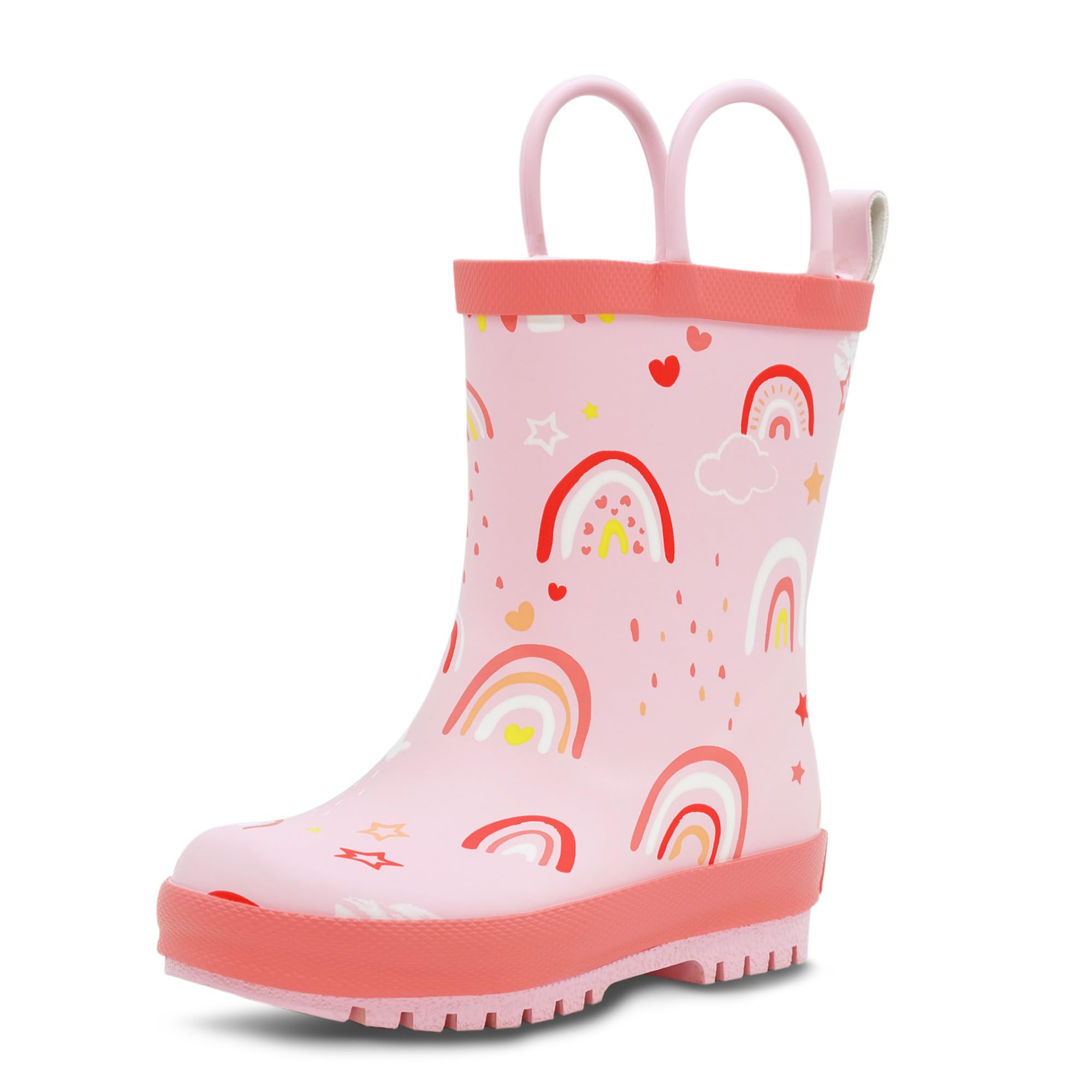 JAN & JULToddler Durable Rain Boots for Girls (Pink Rainbow, Size 9 Toddler)