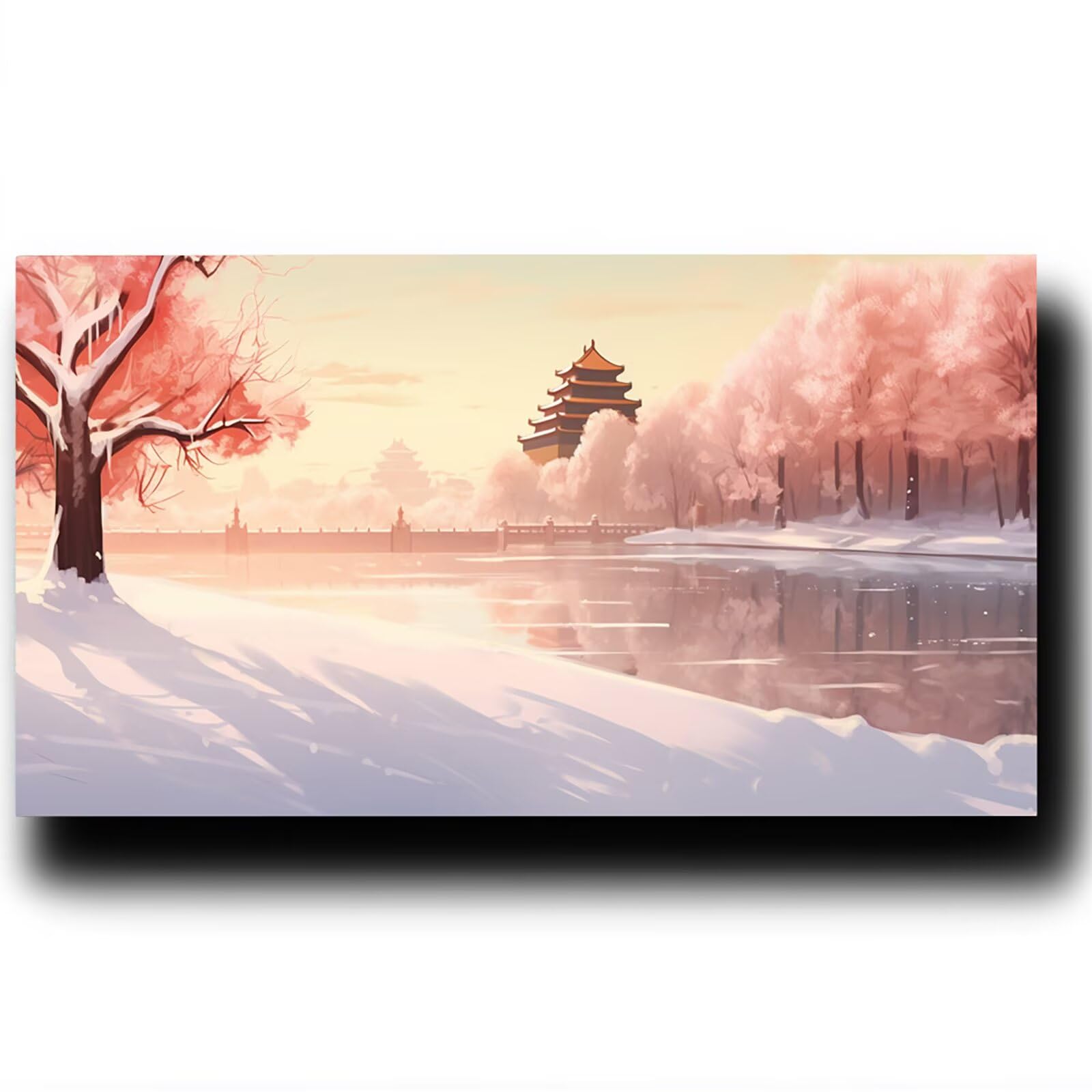 DIY Malen nach Zahlen Erwachsene Winter Malen nach Zahlen ab 7 jahre Mädchen Landschaft Kreativ set für Erwachsene mit Leinwand Acrylfarben set und Pinsel,Bastelset zum Bemalen,Wanddeko 80X160cm 7-9-M