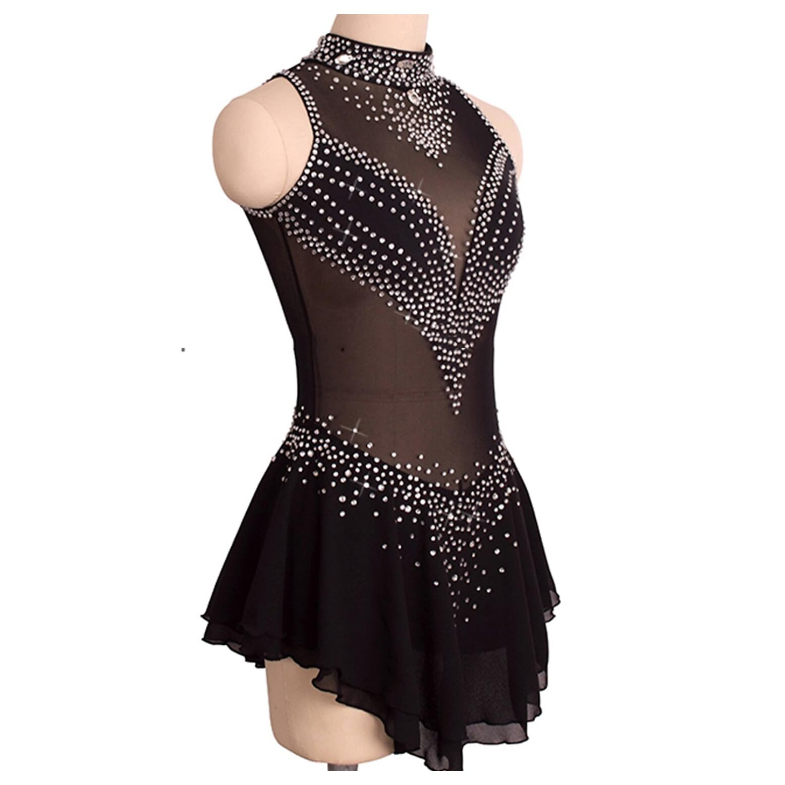 PONNYC Vestiti da Pattinaggio Artistico per Ragazze Gonna da Pattinaggio su Ghiaccio Abito Sportivo da Ginnastica Artistica Costume da Gara di Pattinaggio A Rotelle